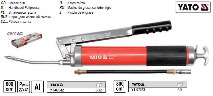 Шприц смазочний YATO Польша 600 см³ 27-41 MPa YT-07042