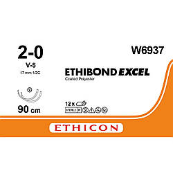 Етібонд (Ethibond) 2-0 колючо-ріжуча Таперкат (Tapercut) 2х17, 1/2 кола, зелений 90см, 1шт.