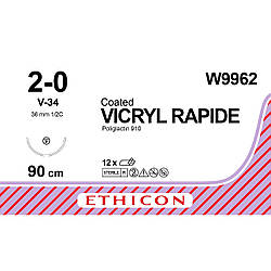 Вікрил рапід (VICRYL rapide) 2-0 колючо-ріжуча Таперкат (Tapercut) 36мм, незабарвлений 90см, 1шт.