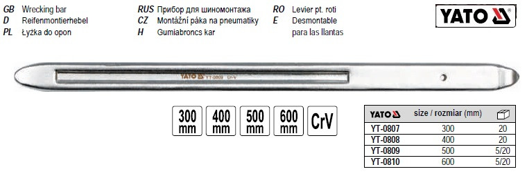 Монтировка YATO Польша рычаг автосервиса для шиномонтажа l=400 мм YT-0808 - фото 1 - id-p315170368