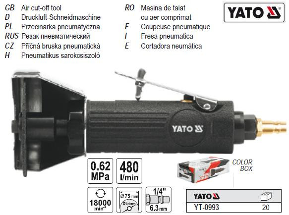 Резак різак пневматичний диск Ø=75 мм 1/4" YATO-0993