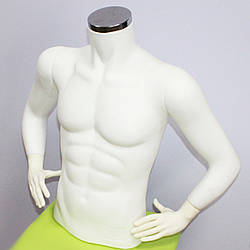 Манекен чоловічий торс білий з руками для магазину одягу вітринний