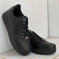 Чоловічі кросівки Nike Air Force Чорні, шкіряні 41-46. Найк форс. Демисезон