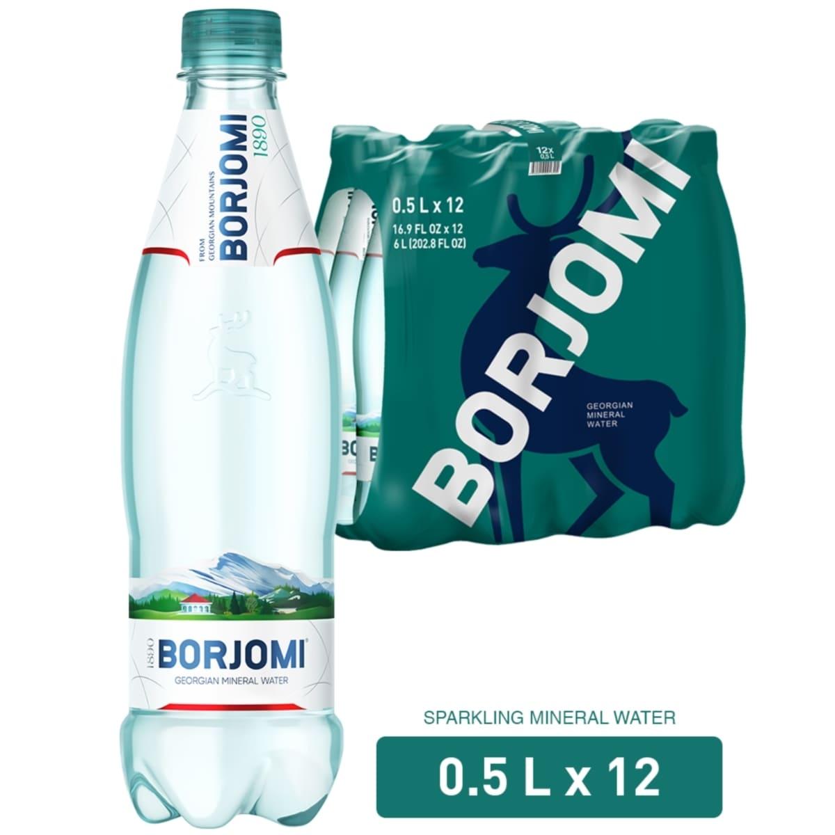 Упаковка минеральной лечебно-столовой сильногазированной воды Borjomi 0,5 х 12 пластиковых бутылок - фото 4 - id-p1848789882