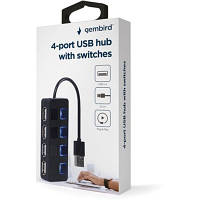 Концентратор Gembird USB 2.0 4 ports switch black (UHB-U2P4-05), фото 5