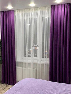 Штори мікровелюр тканина №36, фіолетовий, в зал, кімнату, 2 штори