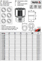 Головка торцевая Spline 1/2" M17х38 мм Польша YATO YT-1469