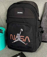 Рюкзак черный городской спортивный тканевый с накладным карманом Luna