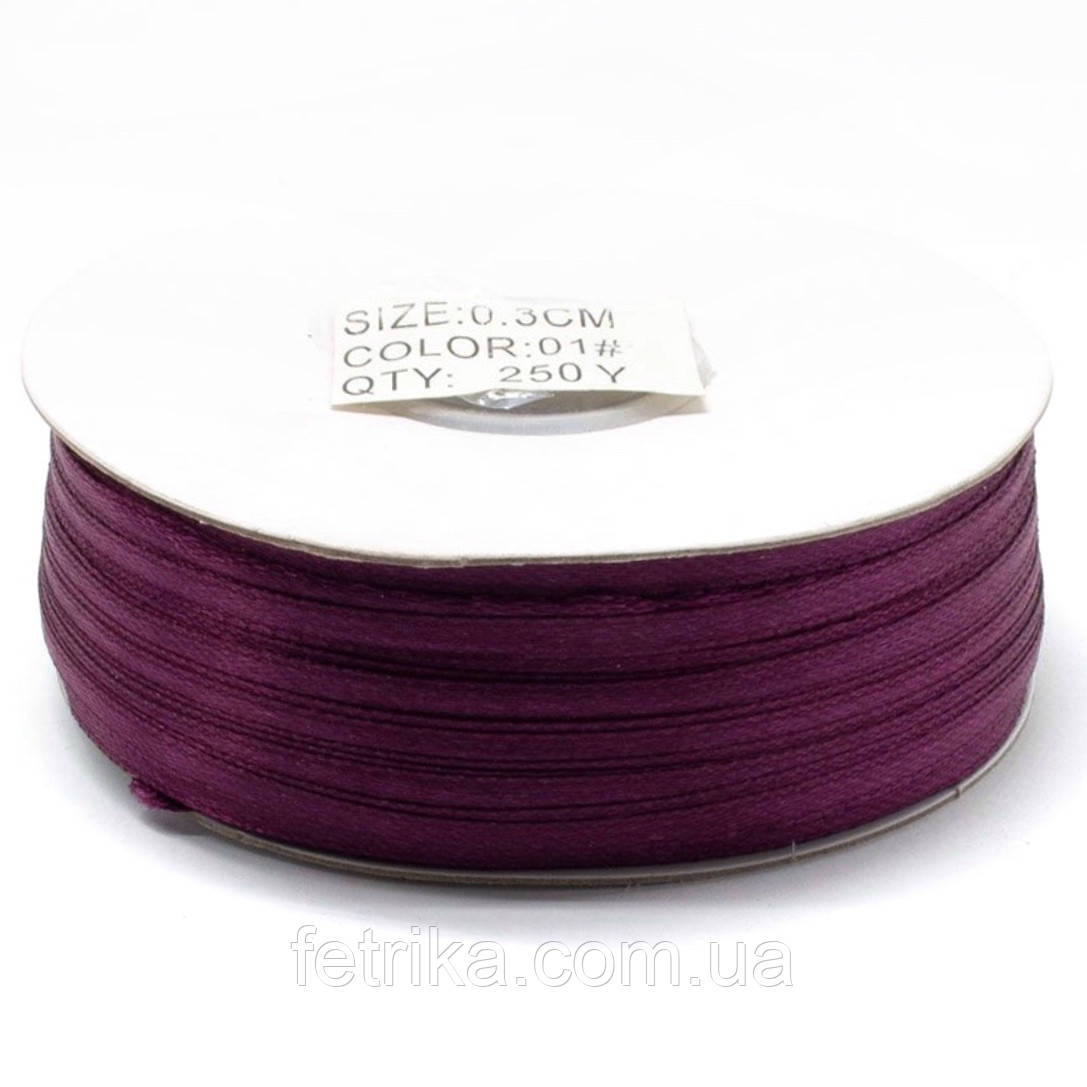 Стрічка атласна однотонна вишнева 0,3 см, фото 1