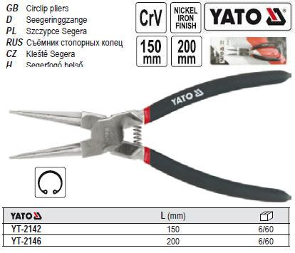 Семник YATO знімач стопорних кілець зжим l=200 мм YT-2146