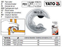 Труборез YATO Польша трубориз Ø=22 мм габарит Ø=56 мм YT-22355