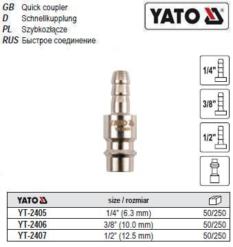 Швидкознімний перехідник YATO для шлангу Ø=6,3 мм YT-2405