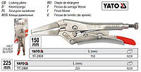 Клещи кліщі зажимні подовжені прямі губки l=150 мм YATO YT-2459