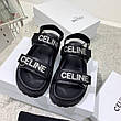 Жіночі чорні шкіряні сандалії Celine з білими написами Селін босоніжки сандалі на високій платформі, фото 8