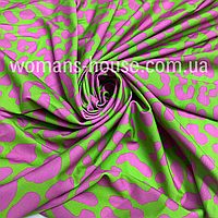 Трикотаж біфлекс (купальник) матовий принт Леопард рожевий на зеленому