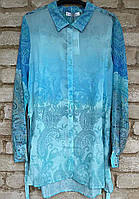1, Полупрозрачная шифоновая рубашка Размер XL блуза длинная с пояском Манго Mango