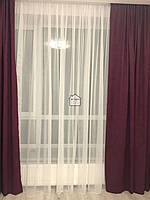 Шторы микровелюр ткань №197 diamond, цвет бордо, в комнату / зал, 2 шторы