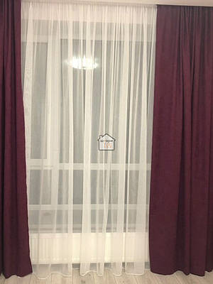 Штори мікровелюр тканина №197 diamond, колір бордо, в кімнату / зал, 2 штори