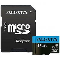 Карта памяти MicroSDHC (UHS-1) A-DATA Premier 16Gb Class 10 A1 (R-100Mb/s) (adapter SD)