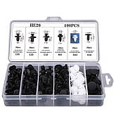 Кріплення пістони кліпси автомобільні 100 штук в кейсі, 6 Типорозмірів HE26