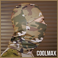 Легкая тактическая балаклава мультикам лето, Универсальная камуфляжная шапка-маска Балаклава multicam coolmax