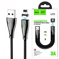 Кабель USB Hoco U75 Lightning Cable LED magnetic Blaze 1.2 M 3A Black продаж