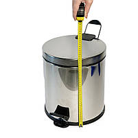 Металеве відро для сміття з педаллю 12Л, нержавіюча сталь, хром Efor, фото 2