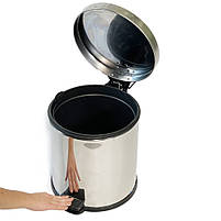 Металеве відро для сміття з педаллю 12Л, нержавіюча сталь, хром Efor, фото 3