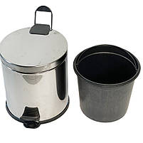 Металеве відро для сміття з педаллю 12Л, нержавіюча сталь, хром Efor, фото 5
