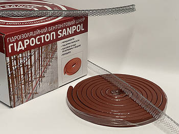 Комплект шнур бентонітовий 15х25 мм 40 м.п. та 40 м.п. сітка для гідроізоляції робочих швів