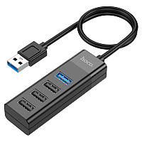HUB адаптер HOCO USB Easy mix 4-in-1 converter HB25 | USB3.0 + 3 * USB2.0 Black продаж