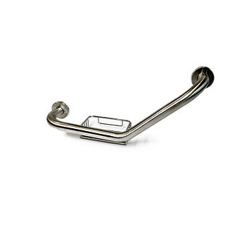 Ручка для ванни з нержавіючої сталі кутова з мильницею Поручень 18х50х10 см. Maxiflow Sanpreis для літніх людей