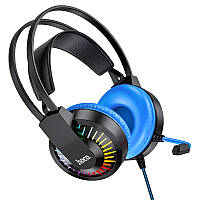 Ігрові провідні навушники HOCO  W105 з мікрофоном та LED RGB підсвічуванням Black-Blue продаж