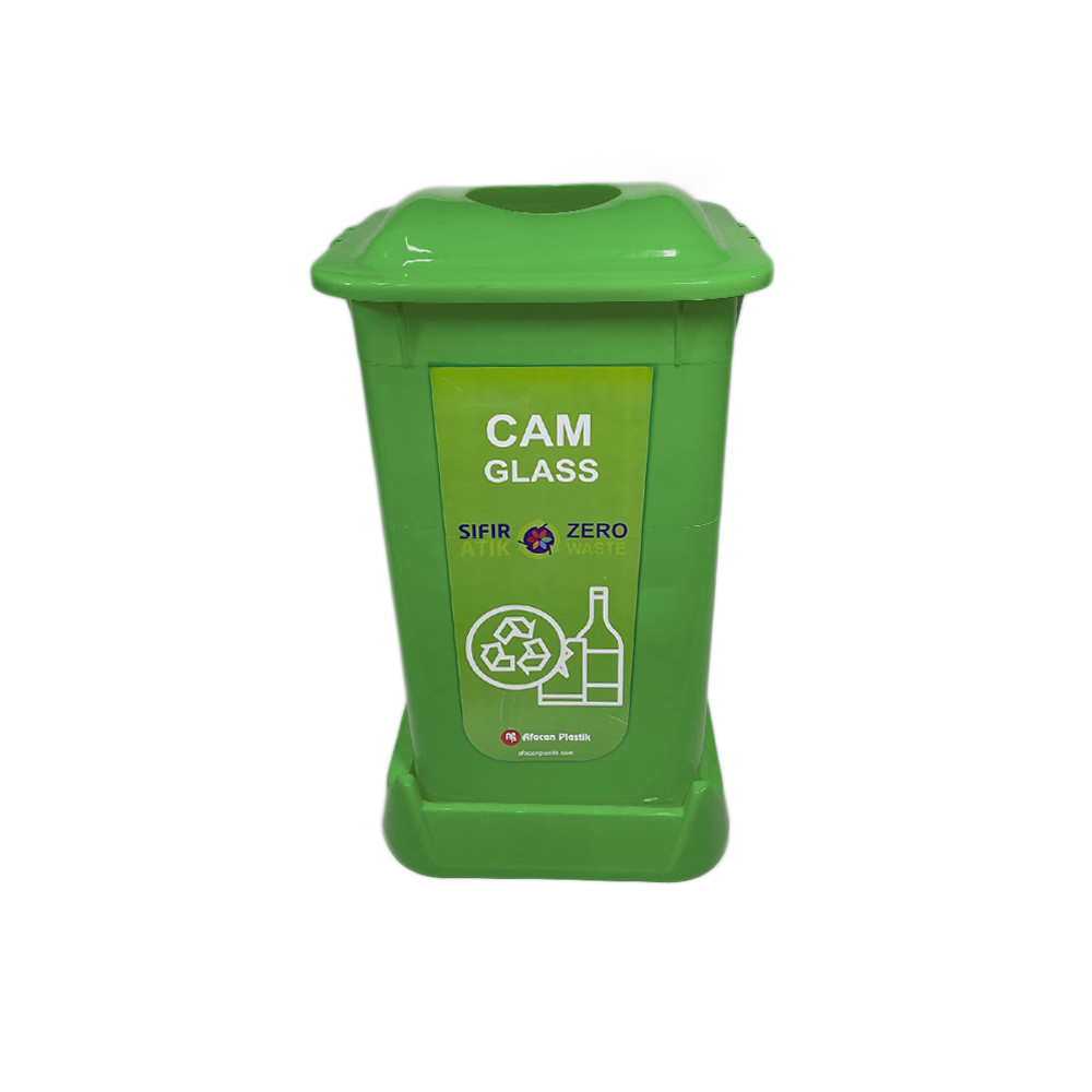 Контейнер для сортування сміття пластиковий 70 л. Бак для утилізації відходів з кришкою зелений Afacan