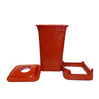 Сміттєвий бак для сортування 70л урна-відро з кришкою червоний пластиковий Afacan, фото 3