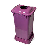 Вуличний бак для сортування сміття пластиковий з кришкою 70л фіолетовий Afacan контейнер для сміття, фото 4