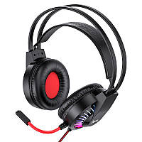 Ігрові провідні навушники HOCO  W105 з мікрофоном та LED RGB підсвічуванням Black-Red продаж