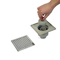Трап із вертикальним відведенням душовий квадратний ECO DRAIN 15x15 см із сухим затвором, грати NEO SANPREIS, фото 4