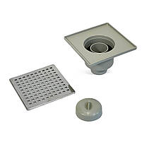 Трап із вертикальним відведенням душовий квадратний ECO DRAIN 15x15 см із сухим затвором, грати NEO SANPREIS, фото 5
