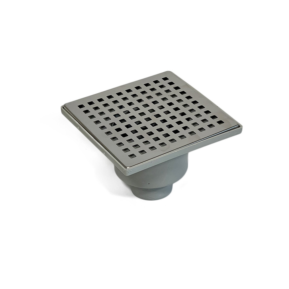Вертикальний трап для душу із сухим затвором DRAIN KLEPPER 15x15 см грати квадратні NEO SANPREIS