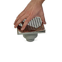 Вертикальний трап для душу із сухим затвором DRAIN KLEPPER 15x15 см грати квадратні NEO SANPREIS, фото 3