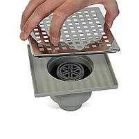 Вертикальний трап для душу із сухим затвором DRAIN KLEPPER 15x15 см грати квадратні NEO SANPREIS, фото 7