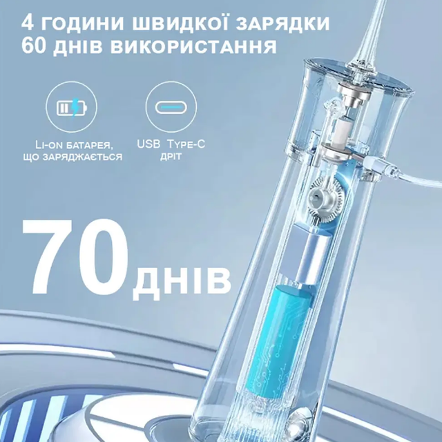 Електричний зубний іригатор Fairywill F30 чорний для видалення нальоту ...