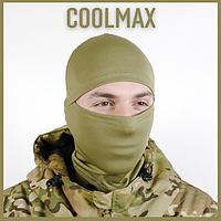 Легкая тактическая балаклава хаки на лето, Универсальная удобная шапка-маска, Балаклава олива coolmax