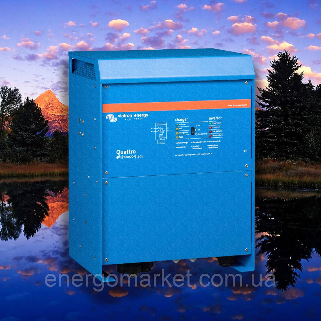 Гібридний однофазний інвертор Victron Energy Quattro 48/10000/140-100/100 (10000ВА/8000Вт)