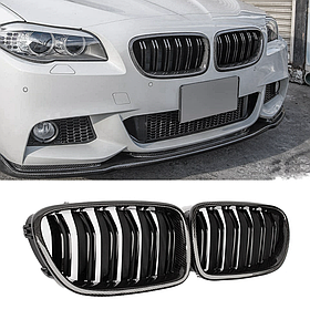Решітка ноздрі BMW (БМВ) 5 Series (F10, F11) 2010-2017 Карбон 2 ребра