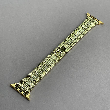 Ремінець для Apple Watch 41 mm металевий блоковий ремінець зі стразами на епо ​​вотч 41 мм золотий i4e, фото 1