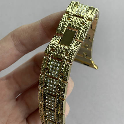 Ремінець для Apple Watch 41 mm металевий блоковий ремінець зі стразами на епо ​​вотч 41 мм золотий i4e, фото 2