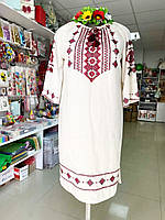 Женское льняное платье, ручная вышивка крестиком