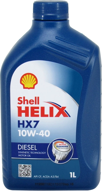 Напівсинтетична моторна олива Shell 10w40 Helix Diesel HX7 (1 л) син.